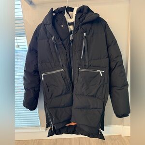 Thickened down winter jacket with fleece lined hood